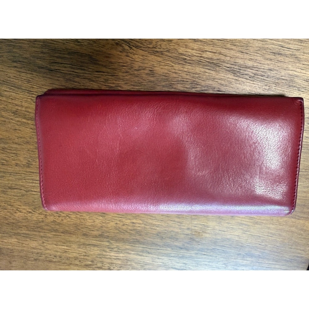 Hobo Leather Wallet With Magnet Closure‎ True Red Color